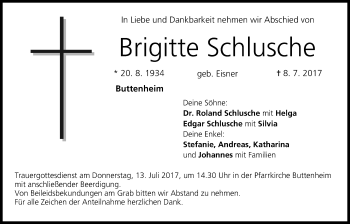 Anzeige von Brigitte Schlusche von MGO