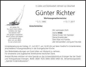 Anzeige von Günter Richter von MGO