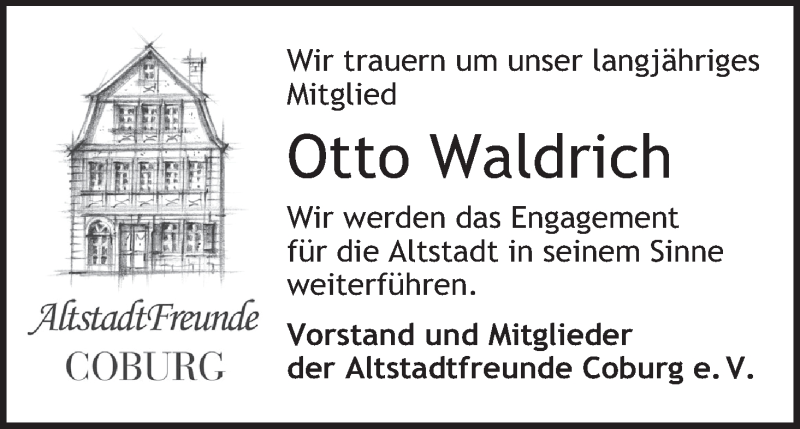  Traueranzeige für Otto Waldrich vom 22.07.2017 aus MGO