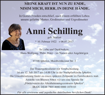 Anzeige von Anni Schilling von MGO