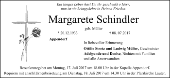 Anzeige von Margarete Schindler von MGO