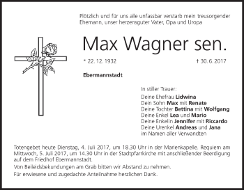 Anzeige von Max Wagner von MGO