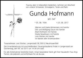 Anzeige von Gunda Hofmann von MGO