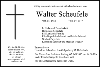 Anzeige von Walter Scheufele von MGO