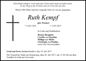 Anzeige von Ruth Kempf von MGO