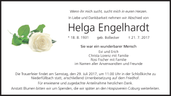 Anzeige von Helga Engelhardt von MGO