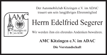 Anzeige von Edelfried Segerer von MGO