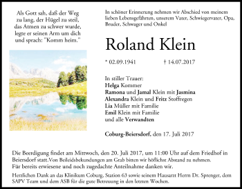 Anzeige von Roland Klein von MGO