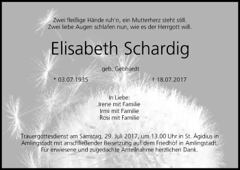 Anzeige von Elisabeth Schardig von MGO