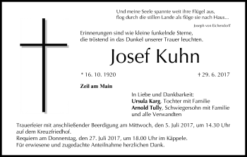 Anzeige von Josef Kuhn von MGO