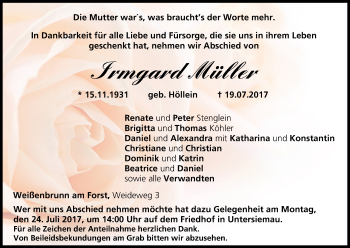 Anzeige von Irmgard Müller von MGO