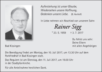 Anzeige von Rainer Sigg von MGO
