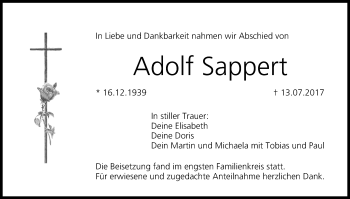 Anzeige von Adolf Sappert von MGO
