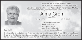 Anzeige von Alma Grom von MGO