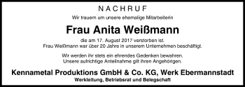 Anzeige von Anita Weißmann von MGO
