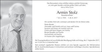 Anzeige von Armin Stolz von MGO