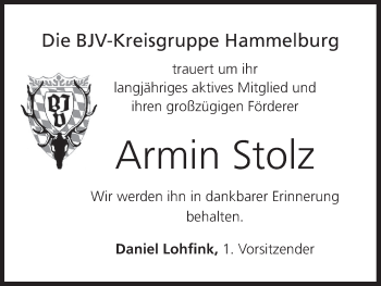 Anzeige von Armin Stolz von MGO