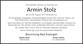 Anzeige von Armin Stolz von MGO