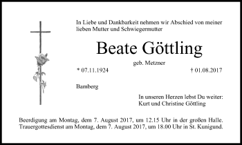 Anzeige von Beate Göttling von MGO