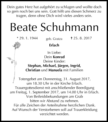 Anzeige von Beate Schuhmann von MGO