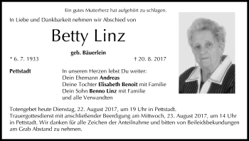 Anzeige von Betty Linz von MGO