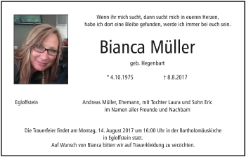 Anzeige von Bianca Müller von MGO