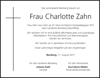 Anzeige von Charlotte Zahn von MGO