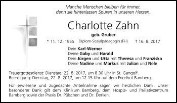 Anzeige von Charlotte Zahn von MGO