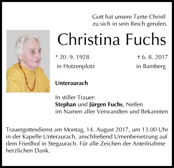 Anzeige von Christina Fuchs von MGO
