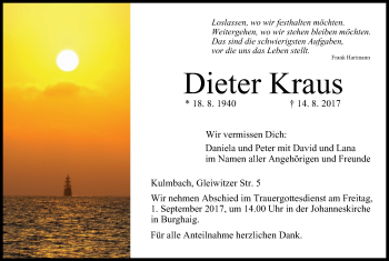 Anzeige von Dieter Kraus von MGO