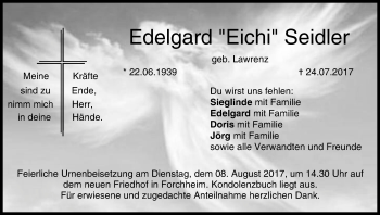 Anzeige von Edelgard Seidler von MGO