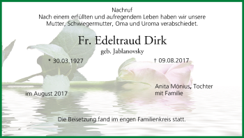 Anzeige von Edeltraud Dirk von MGO