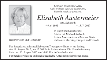 Anzeige von Elisabeth Austermeier von MGO