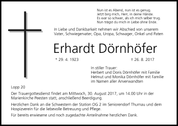 Anzeige von Erhardt Dörnhöfer von MGO