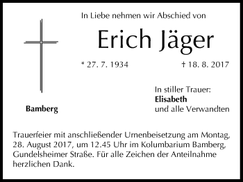 Anzeige von Erich Jäger von MGO