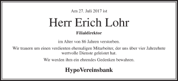 Anzeige von Erich Lohr von MGO