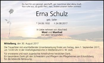 Anzeige von Erna Schulz von MGO