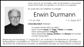 Anzeige von Erwin Durmann von MGO