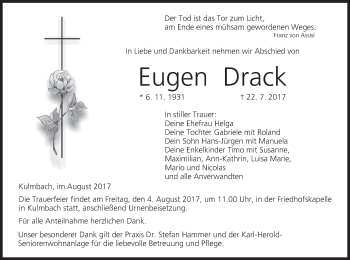 Anzeige von Eugen Drack von MGO
