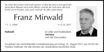 Anzeige von Franz Mirwald von MGO