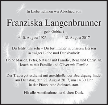Anzeige von Franziska Langenbrunner von MGO