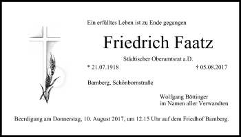 Anzeige von Friedrich Faatz von MGO