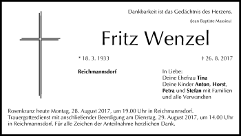 Anzeige von Fritz Wenzel von MGO