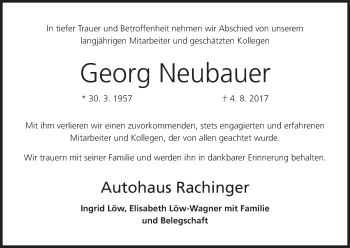 Anzeige von Georg Neubauer von MGO