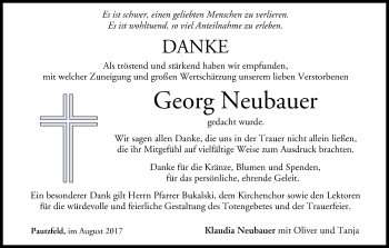Anzeige von Georg Neubauer von MGO