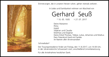 Anzeige von Gerhard Seuß von MGO