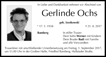 Anzeige von Gerlinde Ochs von MGO