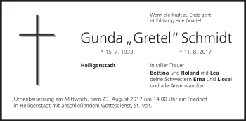 Anzeige von Gunda Gretel Schmidt von MGO