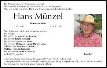 Anzeige von Hans Münzel von MGO
