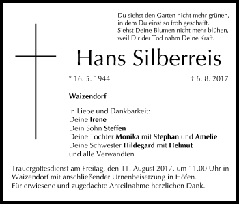Anzeige von Hans Silberreis von MGO